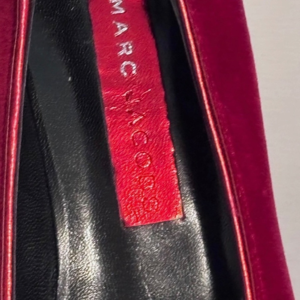 Marc Jacob’s Red Velvet Ballet Flats with Bow Slip On Sz 7 - Picture 4 of 7